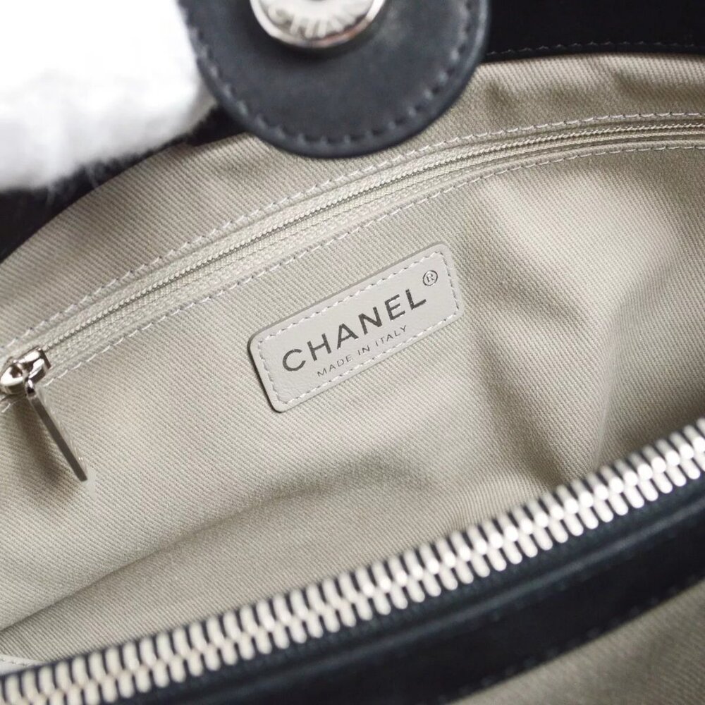 Chanel Black Glitter Fabric Wild Stitch 2way Tote Handbag - Picture 5 of 9